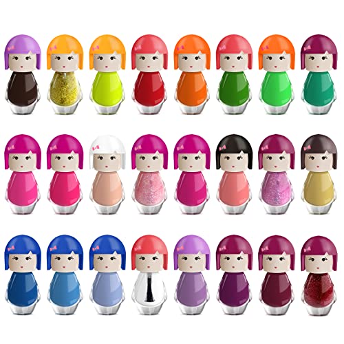 Dolly Nagellack-Set, 24 moderne Farben, Puppenform, ungiftig, Erdbeerduft, auf Wasserbasis (Set A+B) – Bild 5