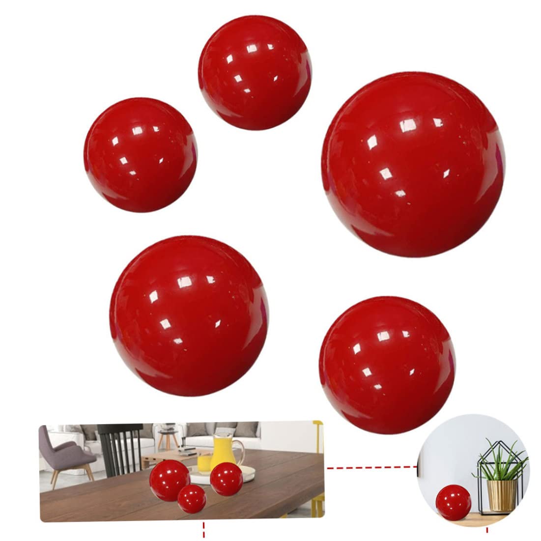 Sfera liscia riflettente da giardino|Sfera fissa rossa cava riflettente liscia per ornamento da giardino 5 pezzi