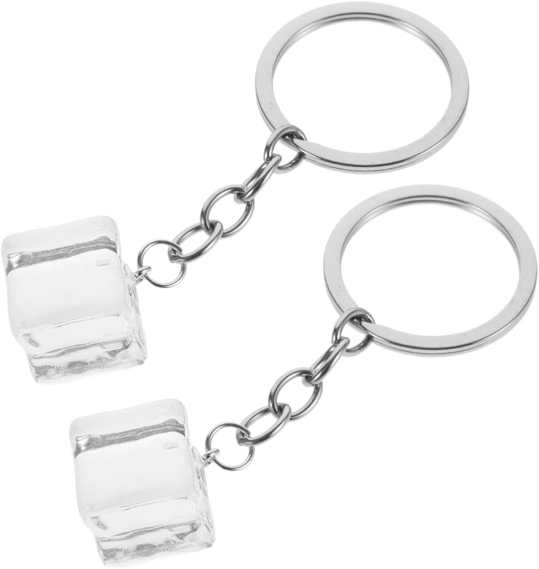 Abaodam 2pcs Creative Car Keychain Ice Cube Key Rings for Car Key Holder and Organizer Accessories for Men and Women