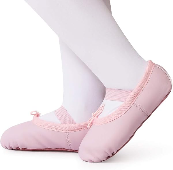 Bezioner Chaussures de Danse Cuir Demi Pointe Pantoufle de Ballet Ballerine Chausson de Gymnastique pour Enfants et Femme - 2