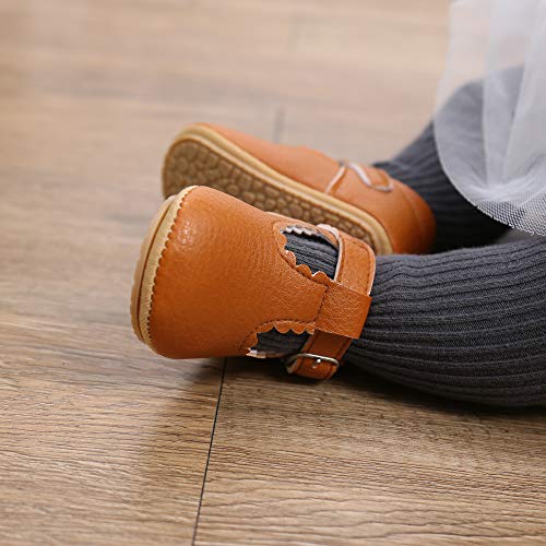 Babsmuly Baby Girls Mary Jane Flats Shoes With Non-Slip Soft Rubber Sole Toddler First Walkers Princess Dress Shoes（A/Beige, 0-6 Months） #TOP2