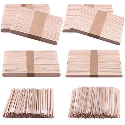 BQTQ 1000 Pieces Wooden Wax Sticks Wax Spatulas Wax Applicator Sticks Waxing Craft Sticks for Hair Eyebrow Removal, 6 Style Assorted