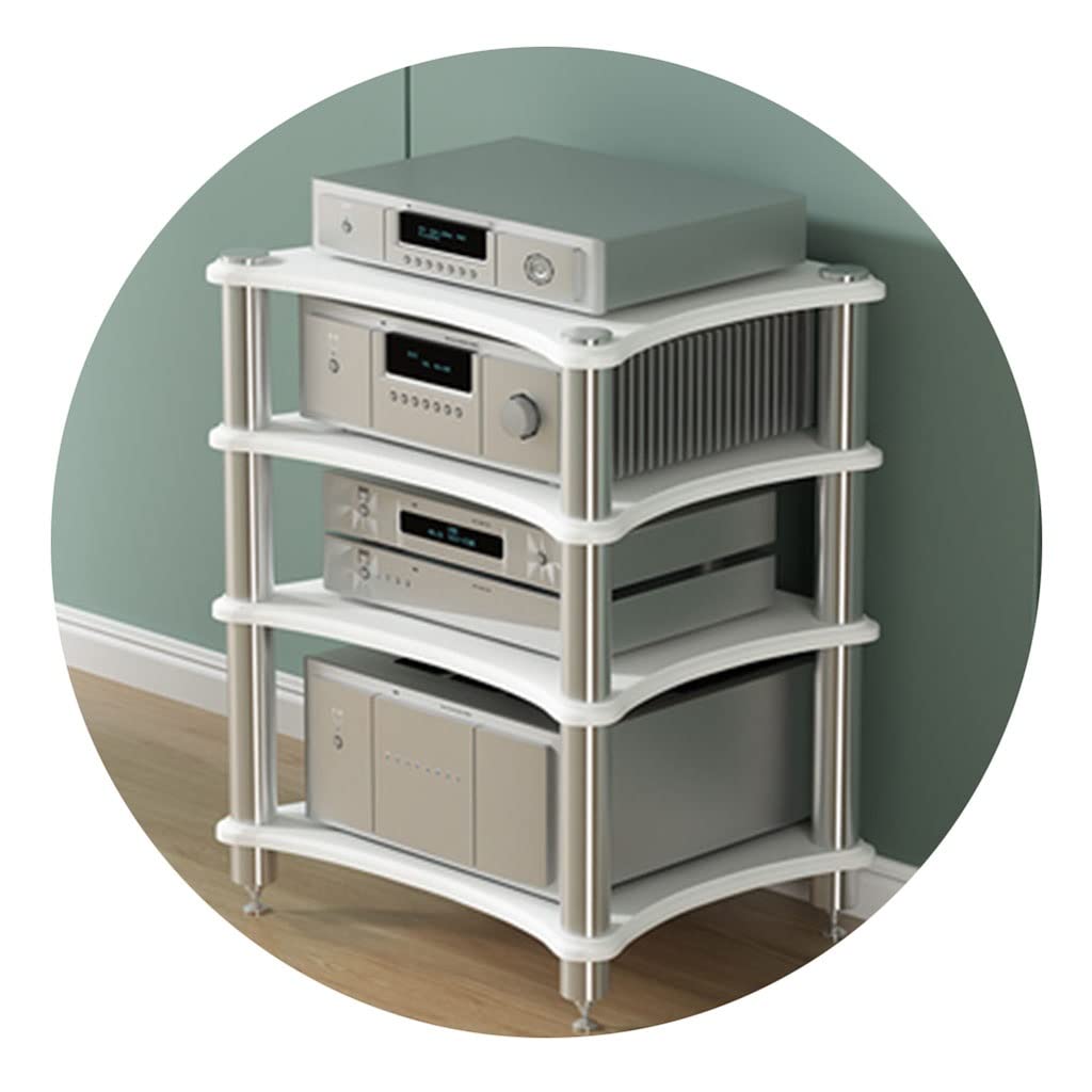 Feet 1/2/3/4-layer HIFI Audio Cabinet Audio Video Components Stereo Equipment Gaming Consoles Streaming Devices Cabinet Audio Rack With Shock-absorbing Feet ( Color : White , Size : 60*48*85cm(4Tier)
