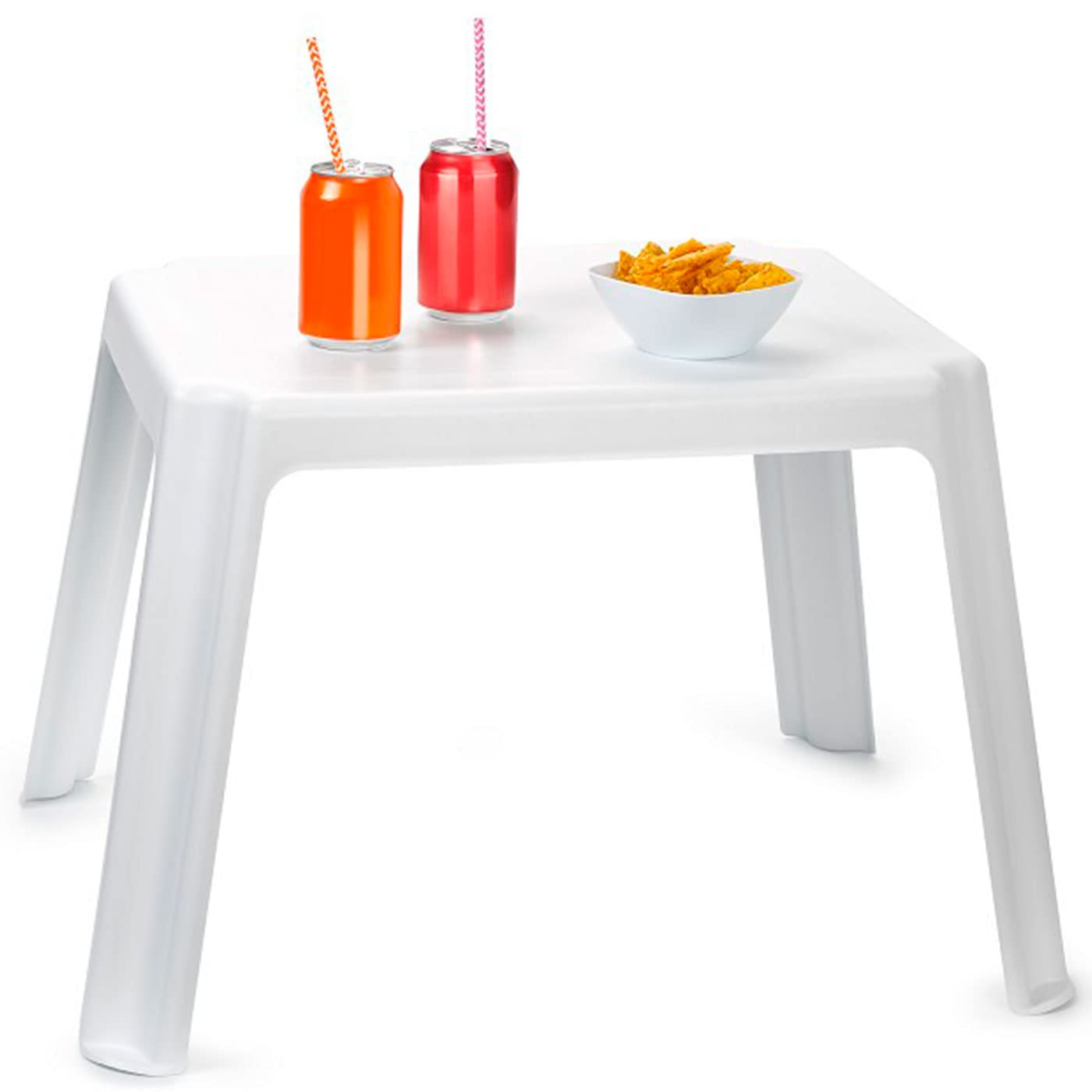 Acan Tradineur - Mesa Auxiliar de plástico, mesita Baja para niños, Estructura sólida, Interior y Exterior, salón, jardín (Blanco, 54 x 65 x 42 cm)