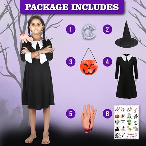 Image of Sarvda Halloween Dress | Costume and Accessories | For Girls and Boys | Haunted Horror Theme Party Vampire Witch Ghost Skeleton Draculla Pumpkin Scary Cosplay Dress