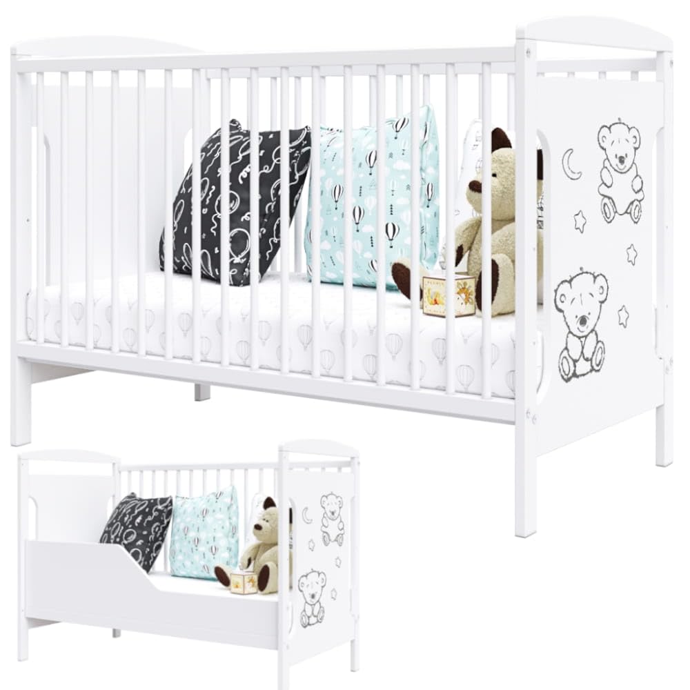 Genérico Cuna para bebés Ted 60 x 120 cm con Kit de conversión: Crece con su Hijo (sin colchón)