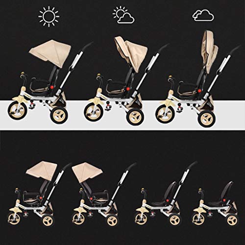 Sznwj Ygqtbc Children's Tricycle,Children's Tricycle Bicycle Baby Stroller 1-5 Years Old Baby Stroller Child 3 Wheel Bicycle,Protective Awning(Color : Gold) #TOP5