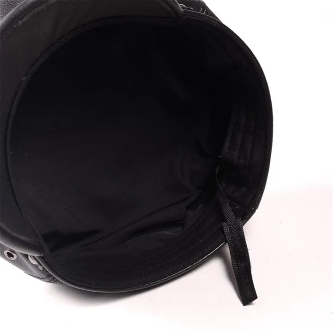 Sombreros de gamuza de piel auténtica para hombre y mujer, unisex, color azul marino, con cinturón de metal, gorra plana marrón/morado