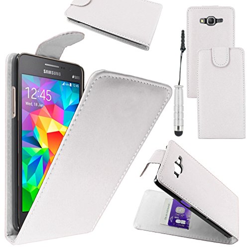 ebestStar - Coque Compatible avec Samsung Grand Prime Galaxy G530F, Value Edition G531F Etui Housse PU Cuir Rabat Flip + Mini Stylet, Blanc [Appareil: 144.8 x 72.1 x...