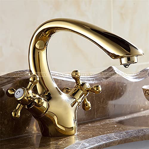 Robinet de lavabo rétro doré pour sublimer la décoration d'une salle de bain résidentielle