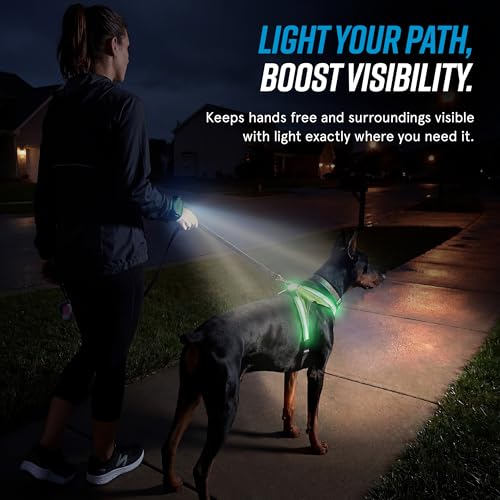 Image of Noxgear LightHound (Medium) + Wrist Light - Illuminated and Reflective Harness for Dogs Including Multicolored LED Fiber Optics (USB Rechargeable, Adjustable, Lightweight, Rainproof)
