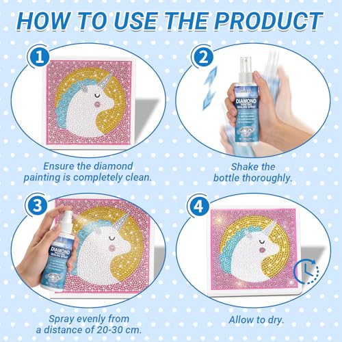 Diamond Painting Versiegelung Spray, 100ml Versiegelung Diamond Painting, Staubdicht, UV-Beständig, Transparent und Spurlos, Bewahrt Deren Strahlenden Glanz für Immer, Dimond Paintings Zubehör