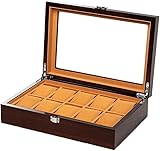 CONGRUI Caja de reloj enrollable para hombre, caja de almacenamiento para reloj, caja de exhibición de relojes, caja de almacenamiento de relojes de madera para el hogar y tiendas de relojes