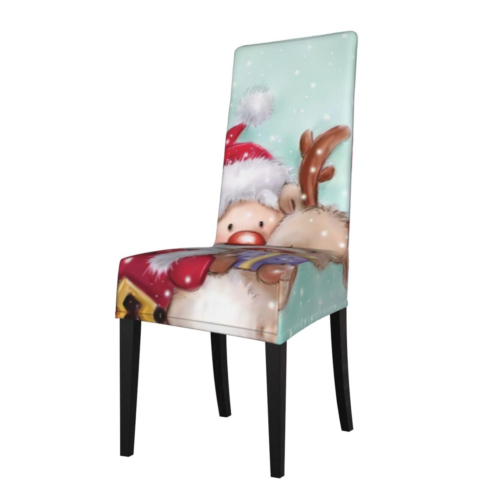 WHJDPP Merry Christmas Prints Dining Chair Throw Covers – Stretchy & Wrinkle-Resistant Seat Layers for Home, Hotel, and Event Decor