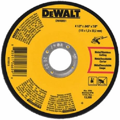 Dewalt DWA8051 Type 1 Small Diameter Cut-Off Wheel, 4-1/2 In Dia X 0.045 In 100 Pack