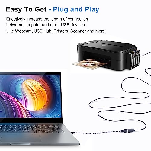 Upgrade OKRAY USB Extension Cable 10FT, 2-Pack Braided USB 2.0 Extension Cord Type A Male to A Female Extension Cable with Gold-Plated Connector for USB Flash Drive/Hard... - Image 3