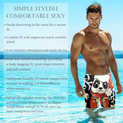 Bañador para hombre con diseño de oso panda de Navidad para práctica y natación competitiva 2