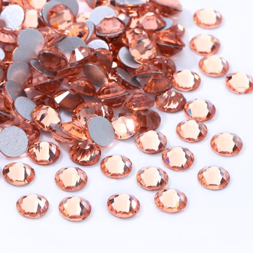 Image of Champagne Flatback Rhinestones, Glass Rhinestones for Nail Art and Craft, Glue Fix, Loose Crystal Gemstones(Champagne, SS20, 1440pcs, 4.6-4.8mm)