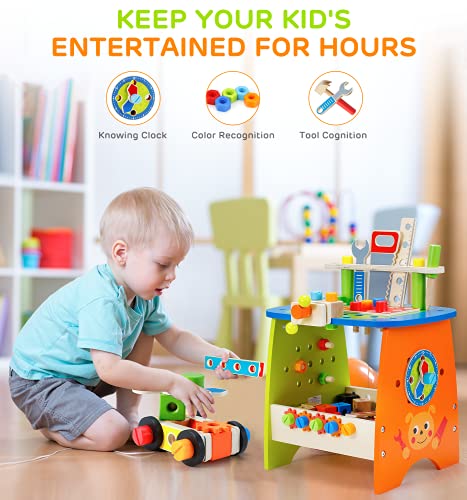Ohuhu Y26-80300-13 Kids Tool Set: 89Pcs Wooden Toddler Tool Workbench Toy Set thumb #7