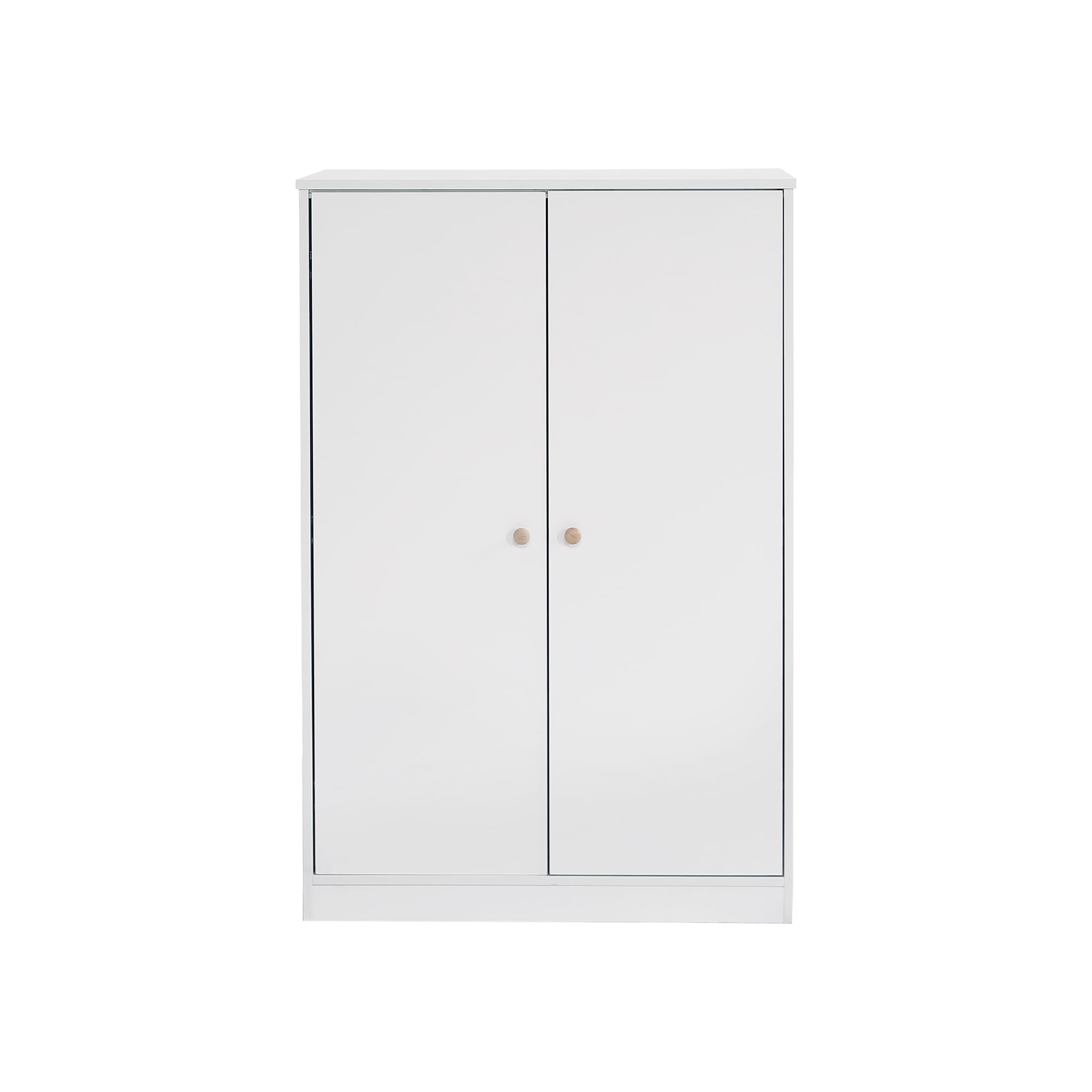 Armario pequeño con perchero, armario de 2 puertas, dormitorio, sala de estar, armario infantil, tablero de fibra de densidad media, color blanco