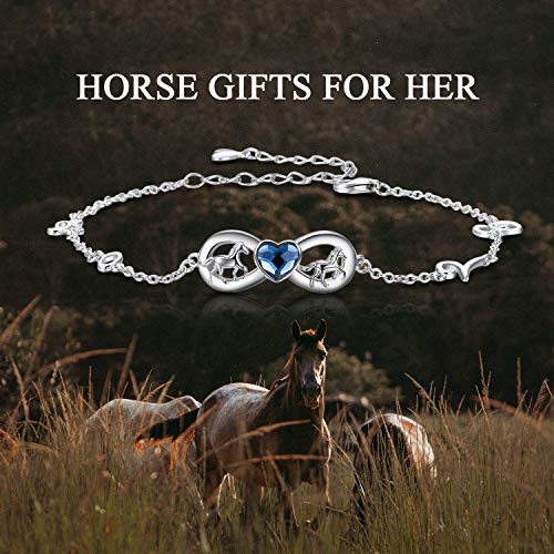 Aoboco Sterling Silver Horse Infinity Love Bracelet, Horse Jewelry Gifts For Women Ladies Horse Lover (Blue) #TOP5
