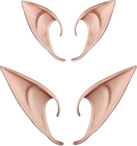 Jiuhong Cosplay Orejas de elfo de hadas Pixie suave puntiagudo orejas consejos anime fiesta vestido hasta disfraz de Halloween elfos vampiro orejas