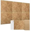 6 Pack Large Acoustic Panels,23.6 x 23.6 Inches Soundproof Wall Panels,Decorative Sound Panels,Self-Adhesive Acoustic Wall Panels,Decorative Soundproof Panels for Home Studio Office,Log color