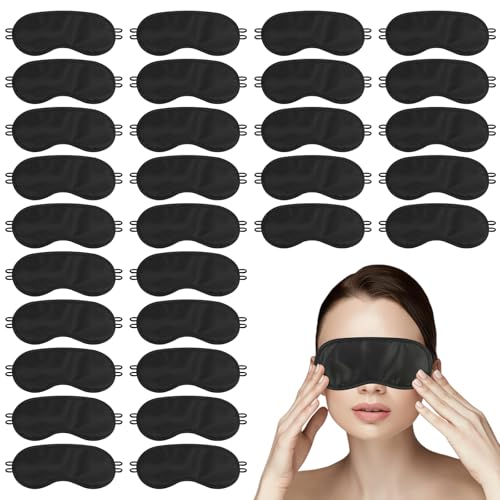30Pcs Antifaz para Dormir Hombres y Mujeres, Antifaz Negro Blackout Suave Transpirable, Máscara de Ojos con Correa Elástica, Portátil Antifaces para Dormir, Sleeping Mask para Viaje, Familia, Avión