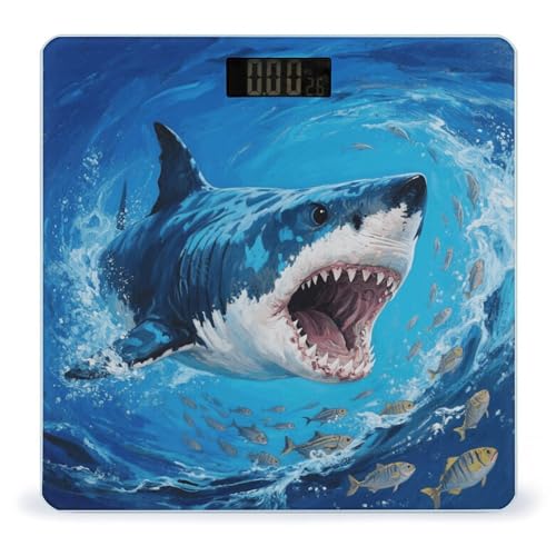 Báscula Digital de Baño Fiercely Shark con vidrio templado miniatura 1