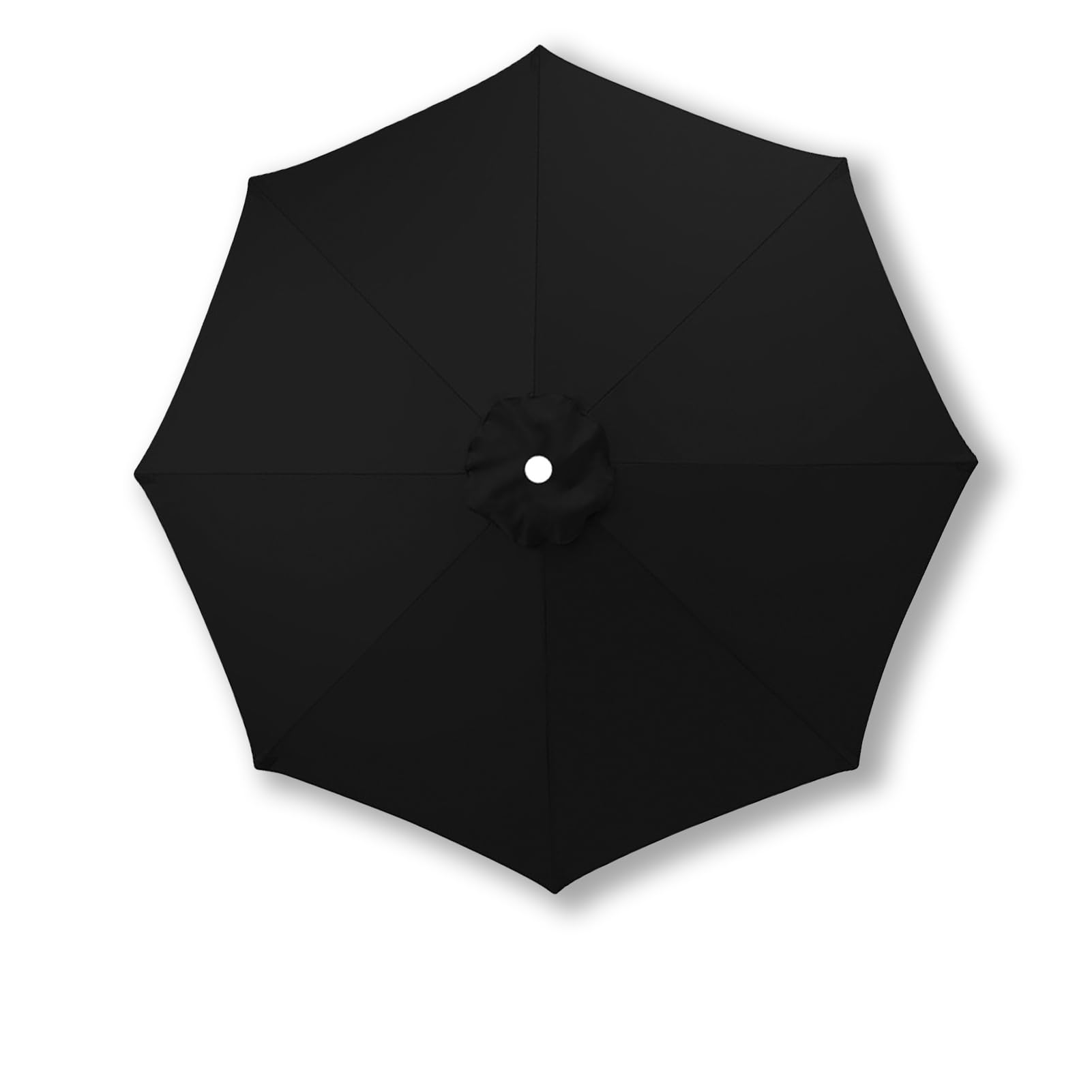 UemumPem 3.5m/3.0m/2.8m/2.7m/2.5m/2.3m/2.0m Replacement Parasol Canopy, 6/8 Ribs for Garden Umbrella Replacement Fabric, UPF 50+ Parasol Replacement Canopy for Market/Beach (Black,2.5m / 6 Ribs)