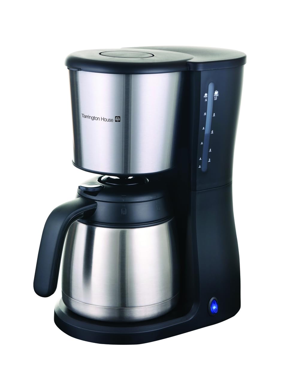 METRO Professional Tarrington House Cafetera CM2230 S, 1,25 L, 12 tazas, 980 W, función antigoteo, plata/negro