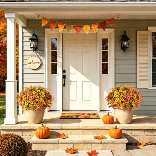 Image of Artificial Fall Flowers Fake Mums Plants for Outdoors Decoration