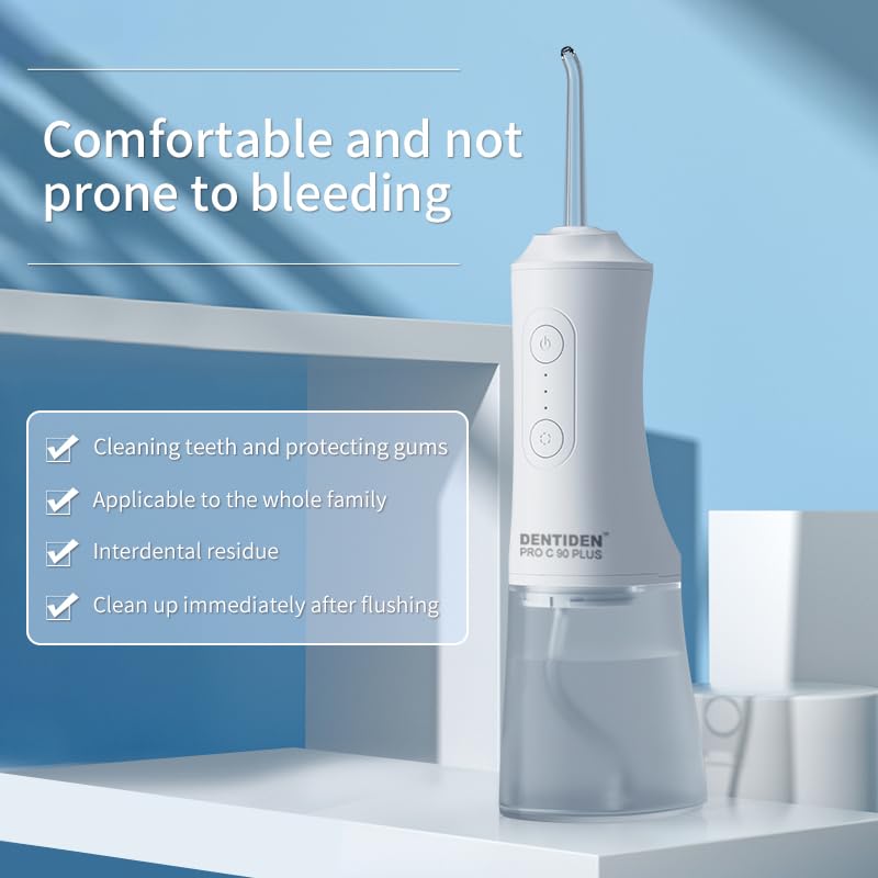 Image of Pro C90 Plus Cordless Water Flosser for Teeth Cleaning | 360 Rotating Nozzles | 3 Cleaning Modes | 4 Interchangeable Tips | Rechargeable Portable Oral Irrigator | White