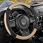 SEG Direct Black and Beige Microfiber Leather Steering Wheel Cover for F-150 Tundra Range Rover 15.5' - 16'