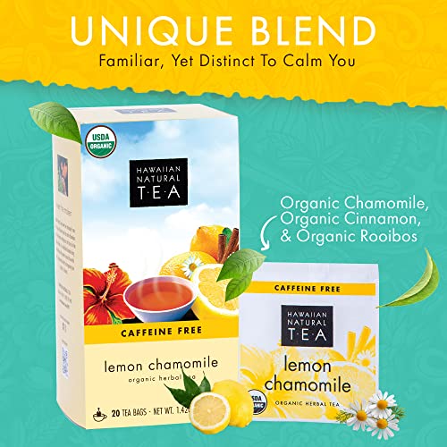 Image of Organic Lemon Chamomile Tea - Caffeine Free Herbal Tea - 20 Bags