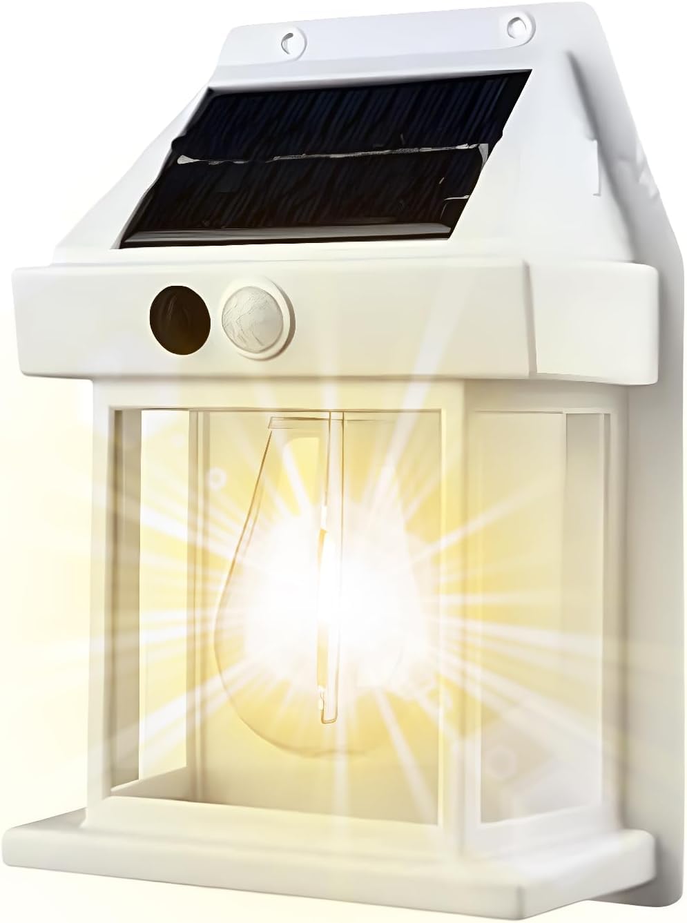 HELCEKOU Solar Powered Wireless Motion Sensor Wall Light IP65 Waterproof LED Sconce for Outdoor Security Exterior Mount Lighting Patio Yard Bright Dusk to Dawn (1pcs White)