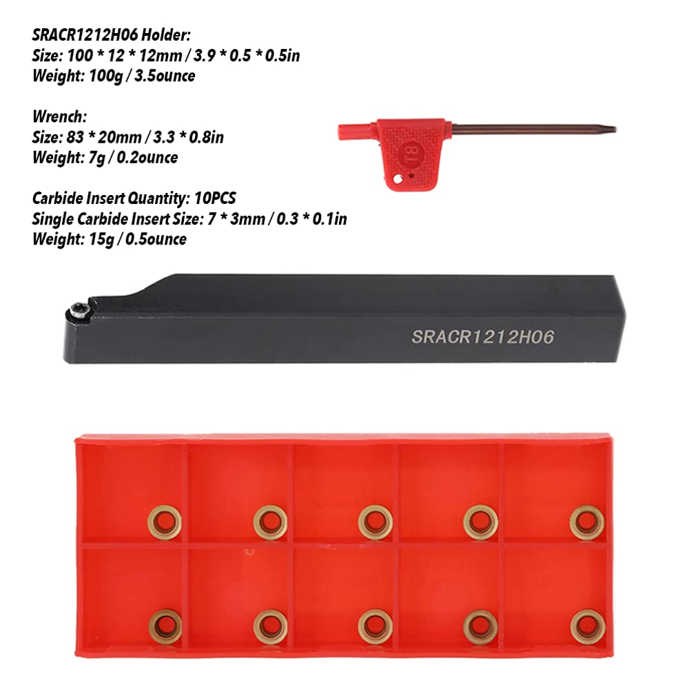 SRACR1212H06 Set Portautensili per Tornio in Metallo, 12mm Portautensili per Tornio Portautensili per Tornio Barra di Alesatura per Utensile per Tornio con Inserto in Metallo Duro