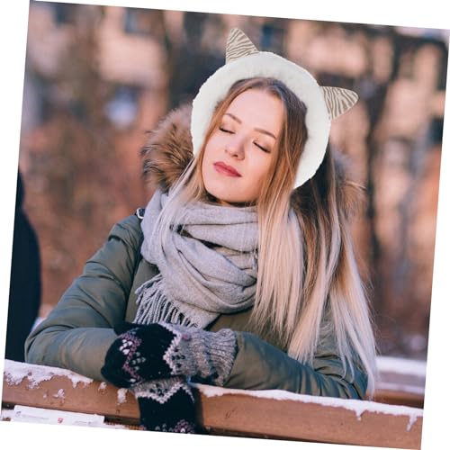 Gatuida Lovely Cat Ear Headband Plush Ear Muff with Warmth and Comfort for Girls Cute Winter Hair Decoration for Outdoor Use for Daily Wear and Parties White4