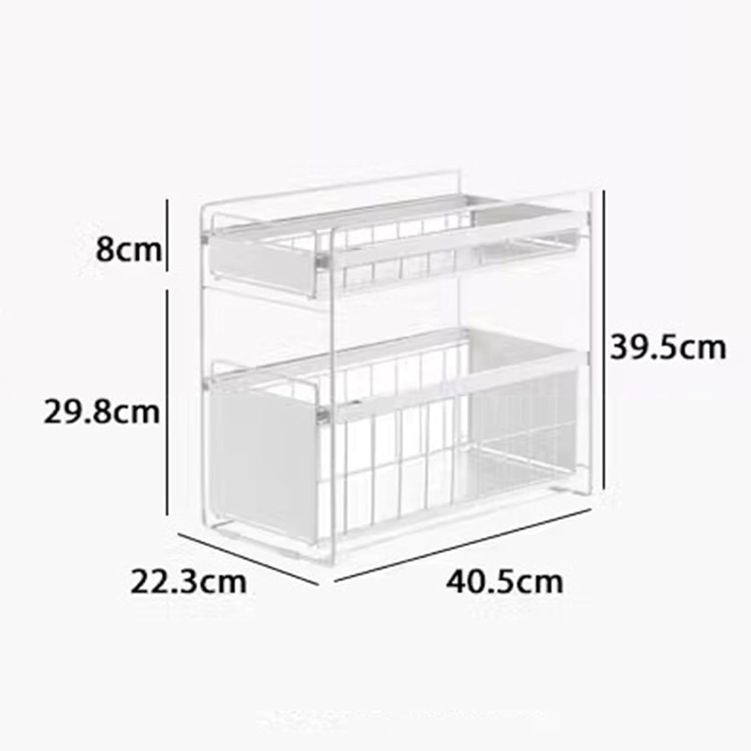 Teleskopowy organizer do szafek 2-poziomowy organizer pod zlewozmywak Organizery i schowki pod zlewozmywak do kuchni i łazienki Bez wiercenia(Black,22.3x40.5x39.5cm)