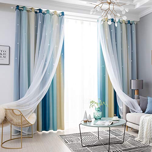 ele ELEOPTION Stars Blackout Curtains, Cut Out Stars Drapery with Eyelet - Image 3