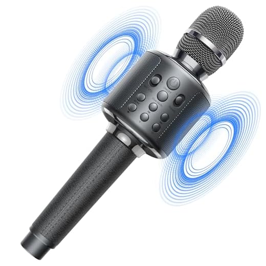 GOODaaa Professional Wireless Karaoke Microphone for Adults, Premium Leather Handle, Rechargeable Bluetooth Mic with Stereo Speaker, Recording｜Vocal Remove｜Duet, Compatible with All Smartphones