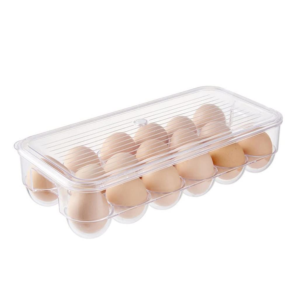 Caja de almacenamiento transparente apilable para huevos con tapa ventilada y transpirable para colocar el refrigerador