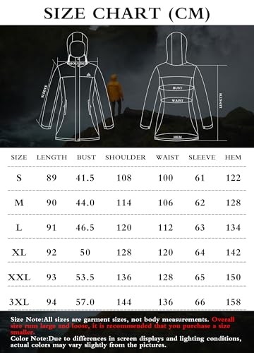 EnduaReve Regenmantel Damen Übergangsjacke PU Wasserdicht Frauen Regenjacke Lang Parka Regenparka mit Kapuze Outdoor Gelb XXL