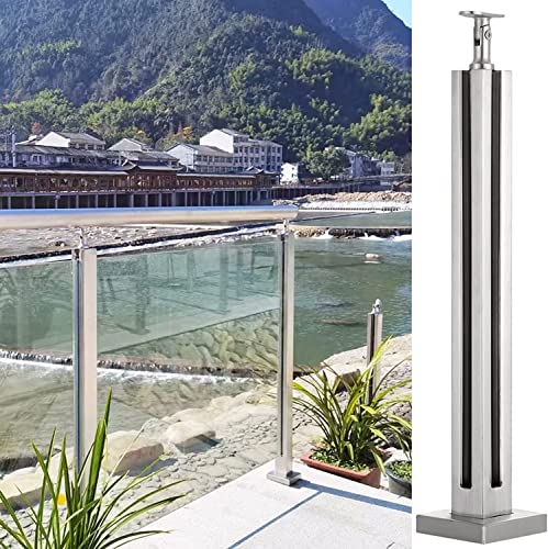 Balaustrada de vidrio de acero inoxidable de diseño moderno con poste ajustable vertical 2