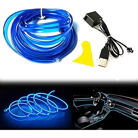 Balabaxer USB EL Wire, Blue, 5 m Flexible Neon Light Tube, DC 5 V Neon Tube, Lights, Car Interior Trim, Light Strip for Interior Trim Gap, Decorative Cover