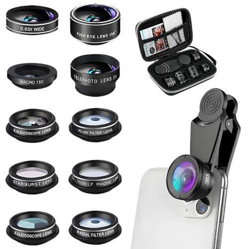 BIZOI 10 in 1 Lenti Cellulare Fotocamera, Fisheye 198°, Grandangolo