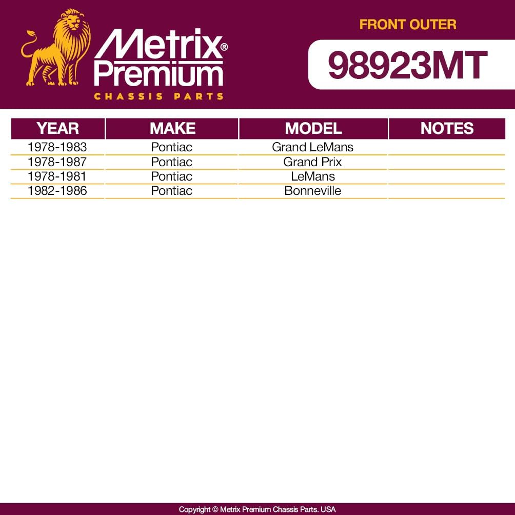 Metrix Premium Chassis Parts - 2 PC Front Outer Tie Rod End Kit Fits 78-81 Buick Century, 95 Chevrolet Blazer RWD, 78-87 GMC Caballero, 88 Oldsmobile Cutlass Supreme RWD, ES2033RLT, Made in Europe