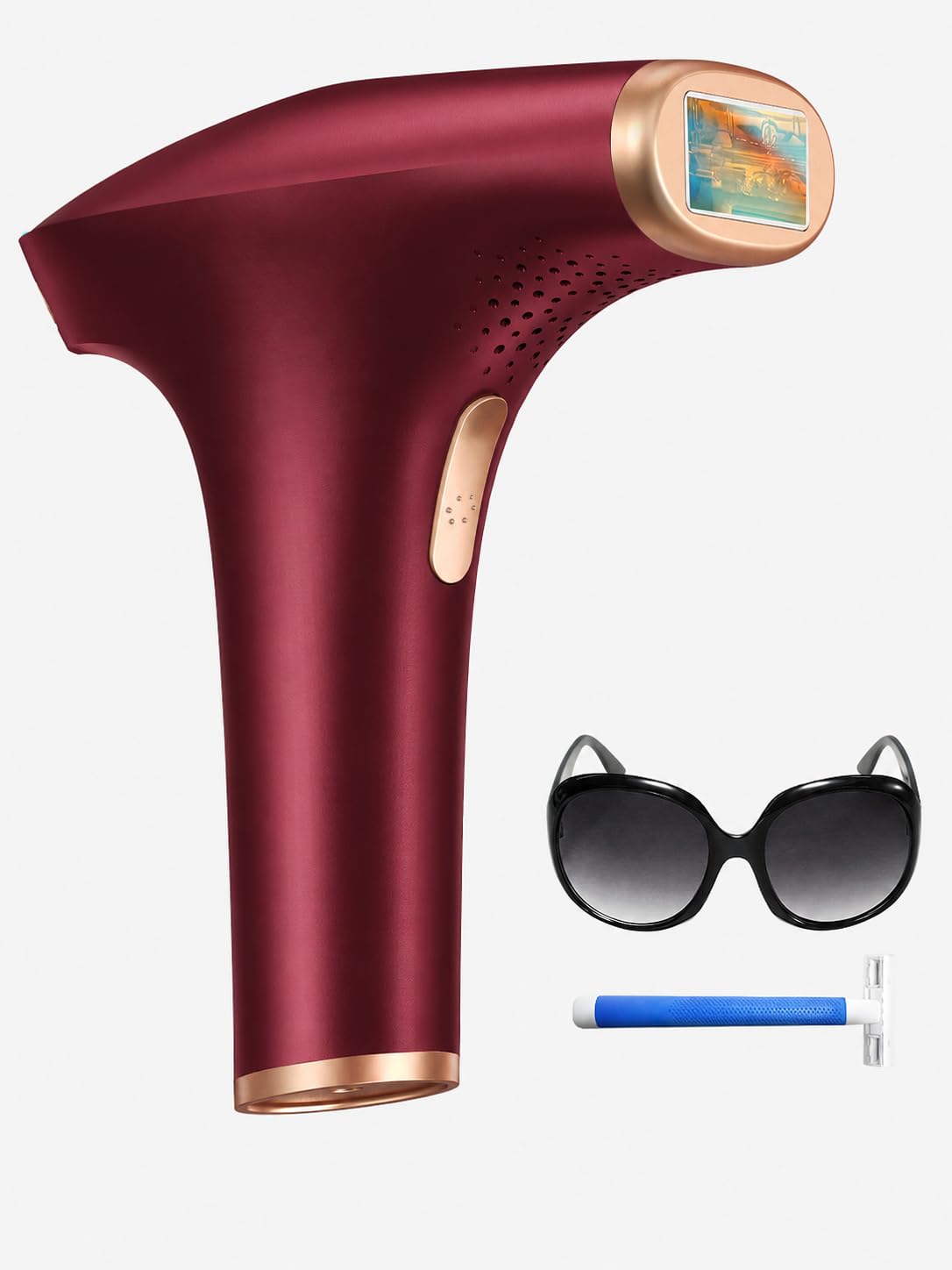 Haarlosy IPL Geräte Haarentfernung - Schmerzfreie Haarentfernungsgerät mit 3 Erweiterte Funktionen HR/SC/RA, 9 Stufen, 999,900 Blitzen zu Hause für Achseln, Bikini, Beine, Körper – Tiefdunkles Rot