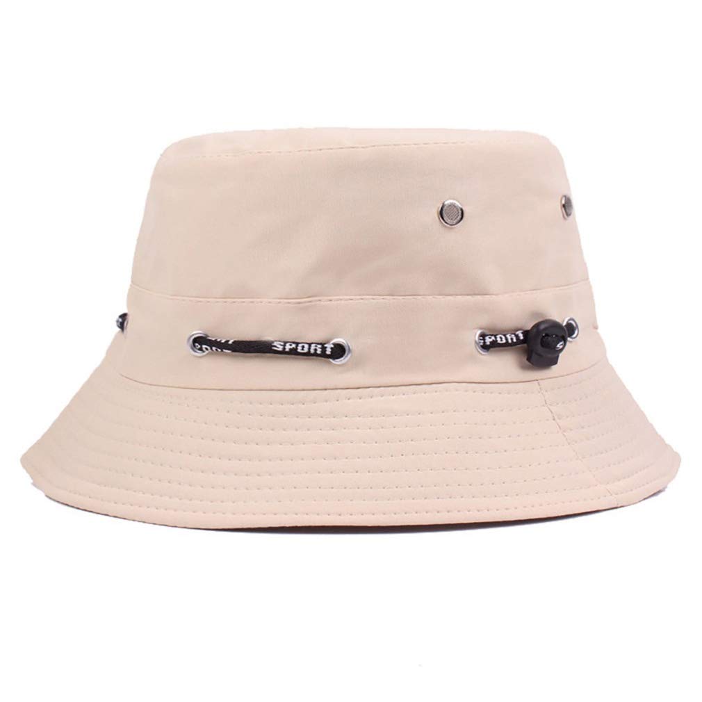 Junhouse Unisex Packable Summer Travel Bucket Beach Sun Hat Fishing Cap Beige