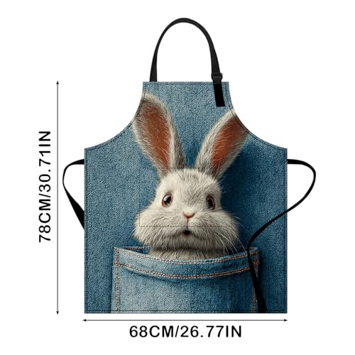 Image of Nuxovilar Polyester Cute Kitchen Apron with Pockets 26.7x30.7 Inches for Home Kitchen Baking Cooking Catering